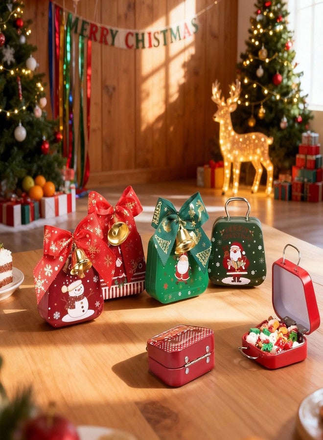 BrightRow 6 Sets Christmas Cookie Tins with Lids Xmas Metal Cookie Tin Box with Bow Bell Handbag Santa Clause Snowman Snowflake Card Tin Boxes for Christmas Party Decor Holiday Gifts - Image 5